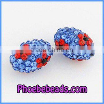 Wholesale Oval-Shaped Light Blue Crystal Pave Ball Rhinestone Bead CPB-C02