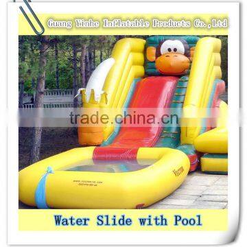 HOT SALE! Cheap Kids inflatable monkey slide pool combo inflatable water slide