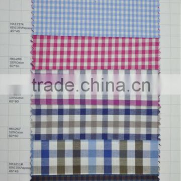 stock plaid cotton polyester fabric for shirting