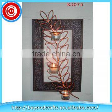 High quality tree shape indoor wall decoration wrought iron candle holders wholesale