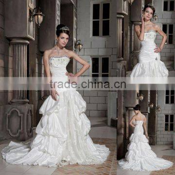 Hot Selling Sweetheart Beaded A-line Ruffles Lace Floor Length Wedding Dress xyy03-087