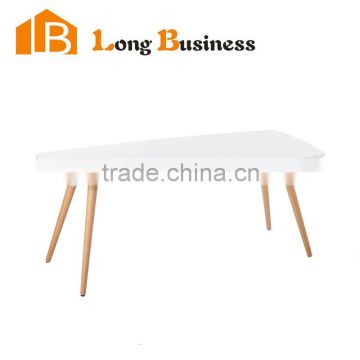 LB-AL5411 Modern design simple square dining table with wooden legs, white lacquer side table, coffee table