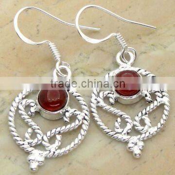 GENUINE CARNELIAN AND .925 STERLING SILVER EARRINGS