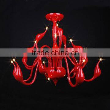 Modern Red metal swan chandelier 29001