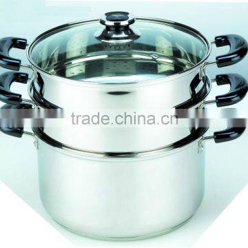 AH3598 3PCS STAINLESS STEEL 201 2LAYER BOILER ( STEAMER SET ) photo-3