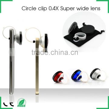 Superb quality cellphone camera lens circle clip 0.4x super wide angle selfie lens for iphone ipad htc