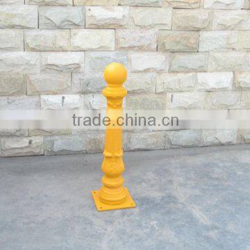 Yellow powder coated single safety traffic road bollards