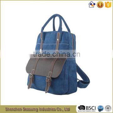 Vintage Canvas Backpack Bags Wholesale with Real Leather Trim