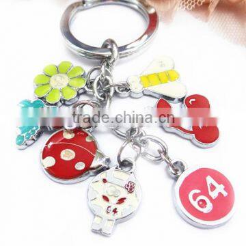 Fashion Sunflower Butterfly Ladybug Charms Enamel Silver Epoxy Keychain photo-5