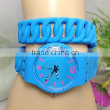 New Design Double-rings Watches Hot Style Fashion Silicone Watches Long Twist Watches Students Watch Silicone Wristband Watch photo-2