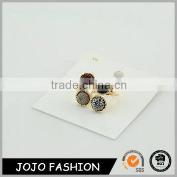 Wholesale unique design jewelry gold color natural stone couple ring for wedding                        
                                                                                Supplier's Choice