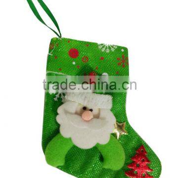 Mini Handmade Decorative Santa 3D Christmas Stocking With Doll for Christmas Tree Ornaments