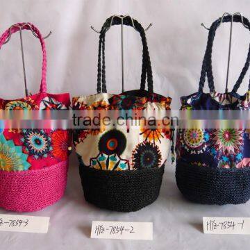 Flower printing colorful paper straw beach bag,shopping bag