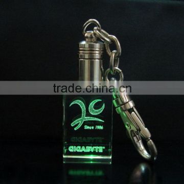 cheap sandblasted crystal keychain with led light