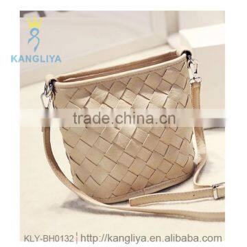 Woman pure wattled handbag korean bucket shape shoulder bag new fashion retro female bags