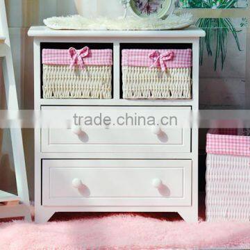 wooden cabinet with basket drawers/wood closet cabinet with drawers/small living room storage cabinet