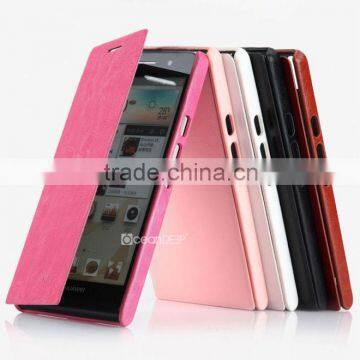 cell phone accessories stylish design flip leather case for Huawei Ascend p6