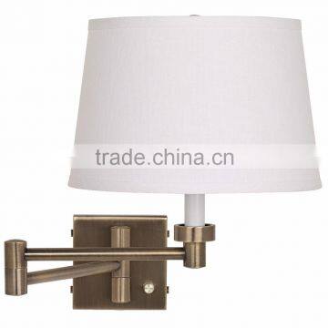 1017-3 Antique Brass with White Linen Shade Plug-In Swing Arm Wall Lamp suit an important accessory to any room