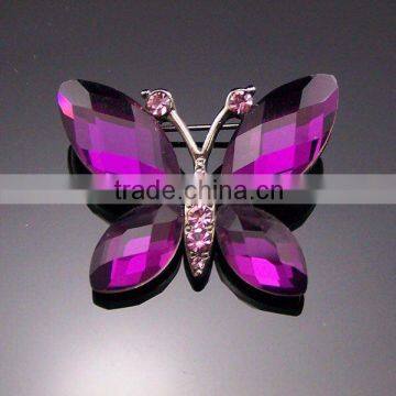 glass butterfly brooch with rhinestone ha18-43