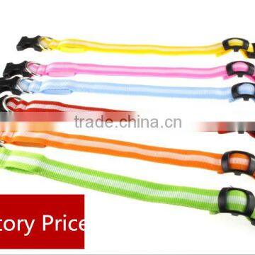 Pet Dog Collar LED Flashing Glow Necklace Leashes Cat Collars Adjustable Nylon 6 Colors 3size 2.5cm For Dog Safety Factory