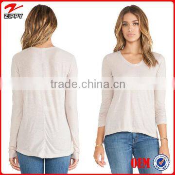 Woman t-shirt v-neck dri fit shirts design for woman t-shirt overseas wholesale suppliers