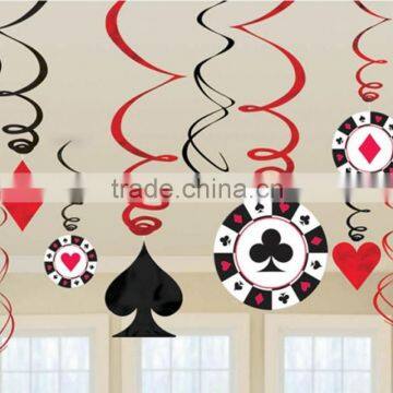 Casino Your Bet Card Night Party Gamble Hanging Swirl Ceiling Decoration