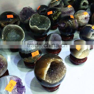 Natural Agate Geode Amethyst Geode Sphere Smile Crystal Ball