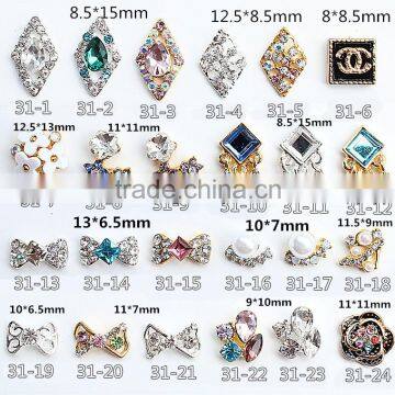 small pearl rhinestone diamond flower square shape bling bling nail jewelry