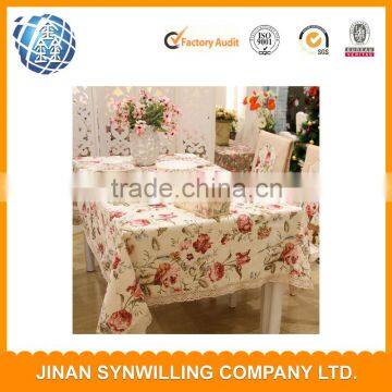 100 polyester flower design hot transfer printing lace border table cloth