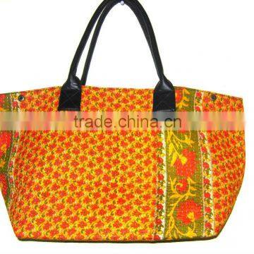 VINTAGE KANTHA TOTE BAG, KANTHA QUILTED BAG,SHOULDER BAG