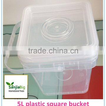 Multifunction best quality free sample 5L plastic square buckets with transparent color