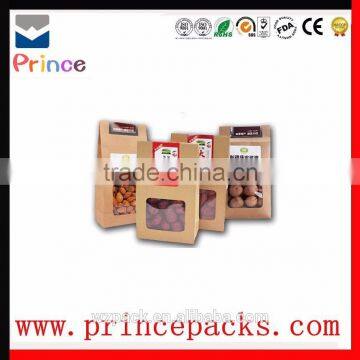 Laminated Material Brown Kraft Paper Bag With Window For Food Packaging