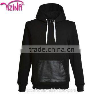 Hotting Selling Fashion Mens Leather Sleeves Hoodie