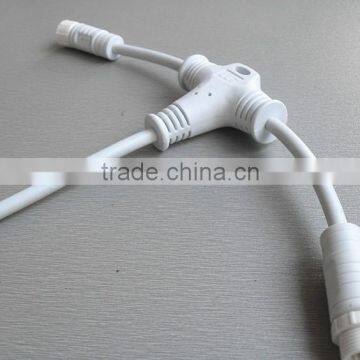 white color led lighting cable joint outdoor waterproof T connector tee connectors