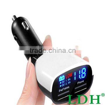 HOT Low Voltage Alarm 3.4A 12v To 5v Universal Mini USB Car Charger 2 USB Charger For Iphone 6 6 Plus 5 Ipad Smart Car Charger photo-4