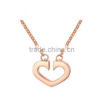 High Quality Titanium Steel Heart Pendant Necklace Rose Gold Plated Neckchain For Lady