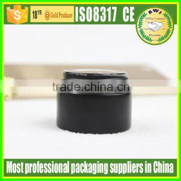 high quality 15g black empty cosmetic packaging small black glass jar for cream