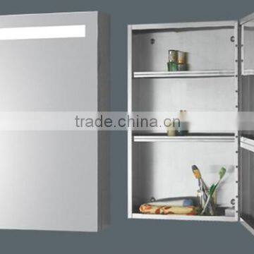 High quality led mirror cabinet with steel body,illuminated bathroom mirror cabinet with storage