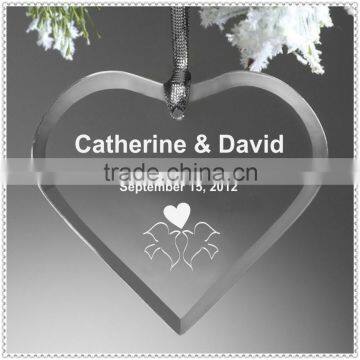 Heart Shaped Glass Wedding Ornament for Party Souvenirs