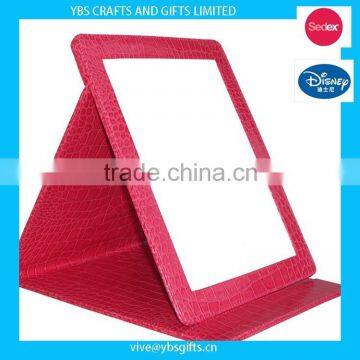 PU leather makeup foldable table mirror