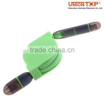 Noodle Flat Retractable 2in1 Usb Cable for Iphone and Samsung Made in China
