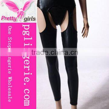 Factory Price Black Cheap Leather Catsuit Jumpsuit photo-6