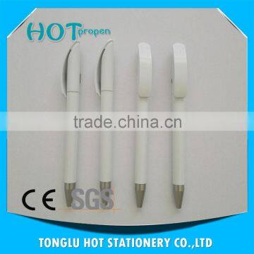 White Plastic Ball Pen Twist Action Pen With Bow Shape Clip