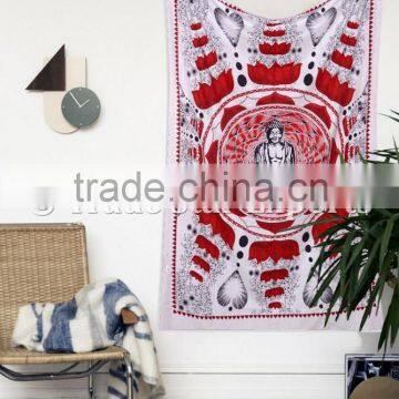 Hippie Twin Size Lord Buddha Meditationn Holy Wall Art Bohemian Cotton Wall Hanging Tapestry