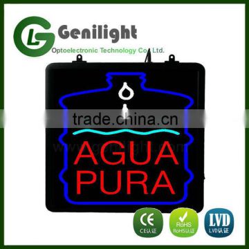 Flashing Lighted Augu Pura Drinking Water Customized Led Neon Sign