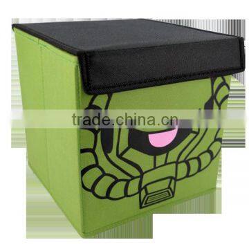 Fashion Robot Green Printed Non-wovon Fabric Lego Toy Chest Storage Box , Cheap Lego Blocks Storage Box