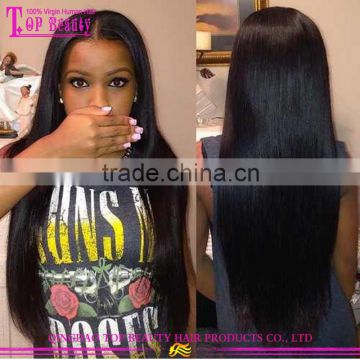 Cheap virgin brazilian silk top full lace wig PU headband human hair wigs