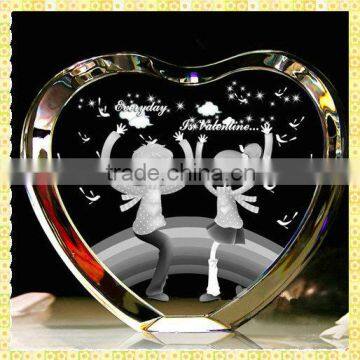 Personalized Engraved 3D Laser Crystal Heart For New Year Gifts Items