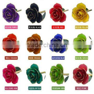 24K Gold Dipped Plated Trimmed Real Flower Rose Decorative photo-2