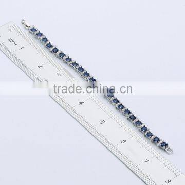 Wholesale Jewelry Sapphire Gemstone Tennis Bracelet in White Gold Plated photo-3